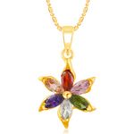 Buy Srikara Alloy Gold Plated CZ/AD Fancy Flower Multicolor Fashion Jewelry Pendant - SKP2364G - Purplle