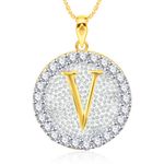 Buy Srikara Alloy Gold Plated CZ/AD Initial Letter V Fashion Jewellery Pendant Chain - SKP2204G - Purplle
