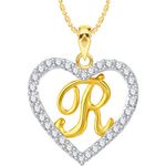 Buy Srikara Alloy Gold Plated CZ/AD Alphabet "R" in Heart Fashion Jewelry Pendant - SKP2282G - Purplle