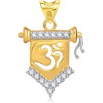 Buy Srikara Alloy Gold Plated CZ/AD Admirable Om Fashion Jewelry Pendant with Chain - SKP1437G - Purplle