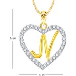 Buy Srikara Alloy Gold Plated CZ/AD Alphabet "N" in Heart Fashion Jewelry Pendant - SKP2278G - Purplle