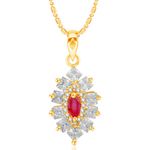 Buy Srikara Alloy Gold Plated CZ/AD Red And White Multicolor Stone Fashion Jewelry Pendant - SKP2347G - Purplle