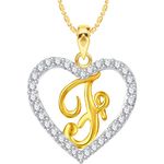 Buy Srikara Alloy Gold Plated CZ/AD Alphabet "F" in Heart Fashion Jewelry Pendant - SKP2270G - Purplle