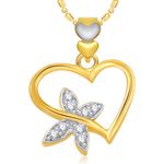 Buy Srikara Alloy Gold Plated CZ Butterfly Heart Valentine Fashion Jewellery Pendant - SKP1855G - Purplle