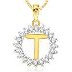 Buy Srikara Alloy Gold Plated CZ/AD Initial Letter T Fashion Jewellery Pendant Chain - SKP1966G - Purplle