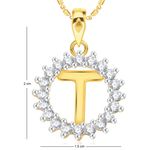 Buy Srikara Alloy Gold Plated CZ/AD Initial Letter T Fashion Jewellery Pendant Chain - SKP1966G - Purplle