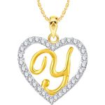 Buy Srikara Alloy Gold Plated CZ/AD Alphabet "Y" in Heart Fashion Jewelry Pendant - SKP2289G - Purplle