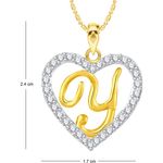 Buy Srikara Alloy Gold Plated CZ/AD Alphabet "Y" in Heart Fashion Jewelry Pendant - SKP2289G - Purplle