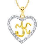Buy Srikara Alloy Gold Plated CZ/AD Alphabet "K" in Heart Fashion Jewelry Pendant - SKP2275G - Purplle