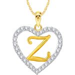 Buy Srikara Alloy Gold Plated CZ/AD Alphabet "Z" in Heart Fashion Jewelry Pendant - SKP2290G - Purplle