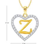 Buy Srikara Alloy Gold Plated CZ/AD Alphabet "Z" in Heart Fashion Jewelry Pendant - SKP2290G - Purplle