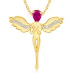 Buy Srikara Alloy Gold Plated CZ / AD Angel Fashion Jewellery Pendant with Chain - SKP2697G - Purplle