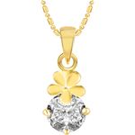 Buy Srikara Alloy Gold Plated CZ/AD Flower Solitaire Fashion Jewellery Pendant Chain - SKP2503G - Purplle