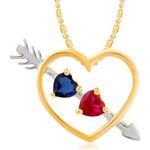 Buy Srikara Alloy Gold Plated CZ/AD Blue & Red Heart Fashion Jewellery Pendant Chain - SKP2392G - Purplle