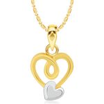 Buy Srikara Alloy Gold Plated CZ / AD Two Heart Fashion Jewellery Pendant with Chain - SKP2169G - Purplle