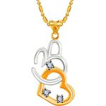 Buy Srikara Alloy Gold Plated CZ/AD Heart With Om Fashion Jewelry Pendant with Chain - SKP2339G - Purplle