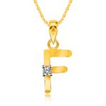 Buy Srikara Alloy Brass Gold Plated CZ Initial "F" Alphabet Fashion Jewelry Pendant - SKP2807G - Purplle