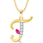 Buy Srikara Alloy Gold Plated CZ Ganesh Initial Letter "T" Fashion Jewellery Pendant - SKP2255G - Purplle
