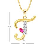Buy Srikara Alloy Gold Plated CZ Ganesh Initial Letter "T" Fashion Jewellery Pendant - SKP2255G - Purplle