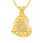 Buy Srikara Alloy Gold Plated Floral Heart CZ/AD Studded Fashion Jewelry Pendant - SKP3031G - Purplle