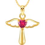 Buy Srikara Alloy Gold Plated CZ/AD Pink Pearl Heart Feather Fashion Jewelry Pendant - SKP2937G - Purplle