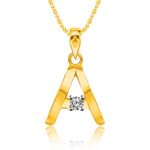 Buy Srikara Alloy Brass Gold Plated CZ Initial "A" Alphabet Fashion Jewelry Pendant - SKP2802G - Purplle