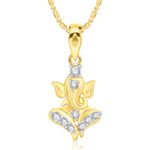 Buy Srikara Alloy Brass Gold Plated CZ / AD Ganpati Fashion Jewellery Pendant Chain - SKP2983G - Purplle