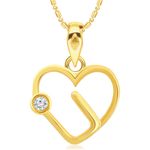 Buy Srikara Alloy Single CZ / AD Hollow Heart Fashion Jewellery Pendant with Chain - SKP2830G - Purplle