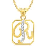 Buy Srikara Alloy Brass Gold Plated CZ/AD Alphabet R Fashion Jewelry Pendant Chain - SKP2925G - Purplle
