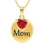 Buy Srikara Alloy Brass Gold Plated CZ Mom Red Heart Pearl Fashion Jewellery Pendant - SKP2949G - Purplle