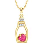 Buy Srikara Alloy Gold Plated CZ/AD Pink Pearl Heart Fashion Jewellery Pendant Chain - SKP3033G - Purplle