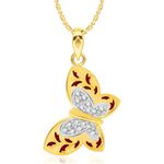 Buy Srikara Gold Plated CZ/AD Studded Butterfly Fashion Jewellery Pendant with Chain - SKP2928G - Purplle