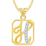 Buy Srikara Alloy Brass Gold Plated CZ/AD Alphabet H Fashion Jewelry Pendant Chain - SKP2920G - Purplle