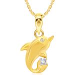 Buy Srikara Alloy Gold Plated Dolphin CZ/AD Studded Fashion Jewelry Pendant Chain - SKP2932G - Purplle