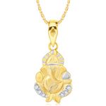 Buy Srikara Alloy Brass Gold Plated CZ/AD Ganesh Fashion Jewelry Pendant with Chain - SKP2989G - Purplle