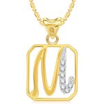Buy Srikara Alloy Brass Gold Plated CZ/AD Alphabet M Fashion Jewelry Pendant Chain - SKP2922G - Purplle