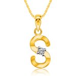 Buy Srikara Alloy Brass Gold Plated CZ Initial "S" Alphabet Fashion Jewelry Pendant - SKP2820G - Purplle