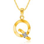Buy Srikara Alloy Brass Gold Plated CZ Initial "Q" Alphabet Fashion Jewelry Pendant - SKP2818G - Purplle