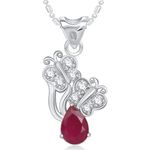 Buy Srikara Alloy Rhodium Plated CZ/AD Dual Butterfly Fashion Jewelry Pendant Chain - SKP1875R - Purplle