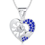 Buy Srikara Alloy Rhodium Plated CZ/AD Rose in Heart Fashion Jewellery Pendant Chain - SKP1481R - Purplle