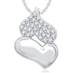 Buy Srikara Alloy Rhodium Plated CZ Double Heart Valentine Fashion Jewellery Pendant - SKP1926R - Purplle
