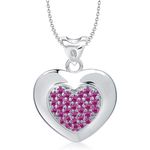 Buy Srikara Alloy Rhodium Plated CZ/AD Valentine Days Heart Shape Fashion Jewelry Pendant - SKP1299R - Purplle