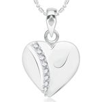 Buy Srikara Alloy Rhodium Plated CZ CZ Line in Heart Fashion Jewelry Pendant Chain - SKP2017R - Purplle