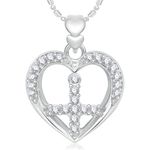 Buy Srikara Alloy Rhodium Plated CZ/AD Cross in Heart Fashion Jewelry Pendant Chain - SKP2006R - Purplle