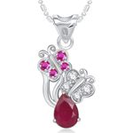Buy Srikara Alloy Rhodium Plated CZ/AD Dual Butterfly Fashion Jewelry Pendant Chain - SKP1874R - Purplle