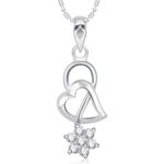 Buy Srikara Alloy Rhodium Plated CZ/AD Star with Heart Valentine Fashion Jewelry Pendant - SKP1662R - Purplle