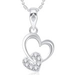Buy Srikara Alloy Rhodium Plated CZ/AD Togetherness Heart Valentine Fashion Jewelry Pendant - SKP1663R - Purplle