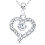 Buy Srikara Alloy Rhodium Plated CZ/AD Stone In Heart Fashion Jewelry Pendant Chain - SKP1834R - Purplle