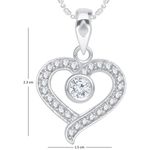 Buy Srikara Alloy Rhodium Plated CZ/AD Stone In Heart Fashion Jewelry Pendant Chain - SKP1834R - Purplle