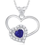 Buy Srikara Alloy Blue Stone Double Heart Valentine Fashion Jewelry Pendant Chain - SKP1709R - Purplle